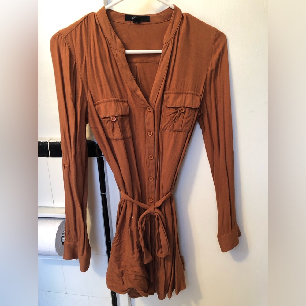 Forever 21 Small Terracotta Long Sleeve Dress